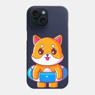 Cute shiba inu with swimming ring summer vacation Phone Case