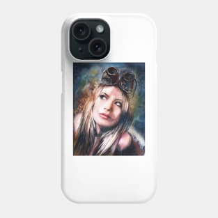 Aviator - retro girl portrait Phone Case