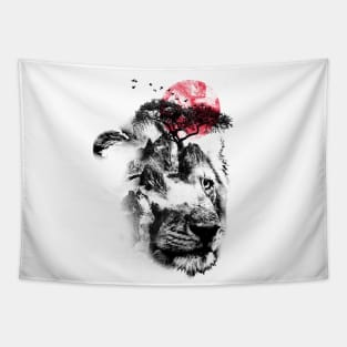 Lion - Double Exposure Tapestry