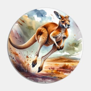 Outback Essence: Graceful Kangaroo Watercolor Pin