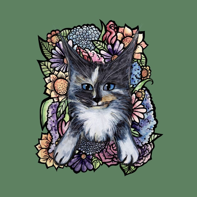 Maine Coon Dilute Calico Bouquet by bubbsnugg