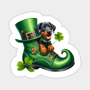 Doberman Pinscher Dog Shoes For Patricks Day Magnet