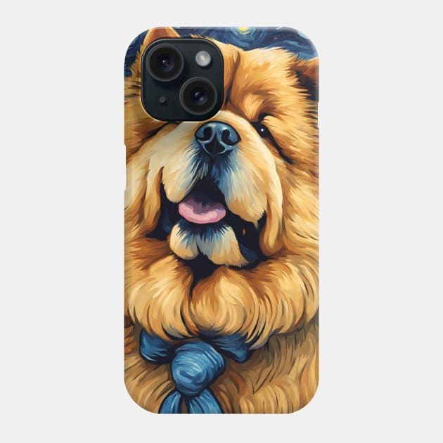 Chow Chow Dog Breed Painting in a Van Gogh Starry Night Art Style Phone Case by Art-Jiyuu