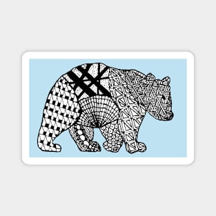 Polar Bear rendered in Zentangle patterns - drawn with fineliners Magnet