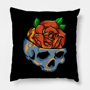 Skull rose pixel Pillow