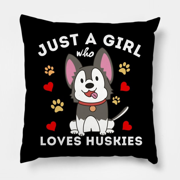 Just A Girl Who Loves Huskies Pillow by DesignArchitect