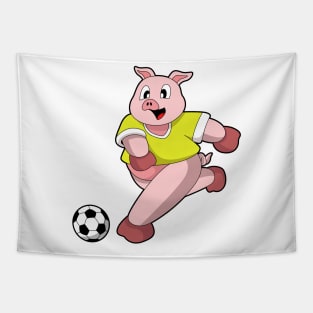 Pig as Soccer player with Soccer Tapestry