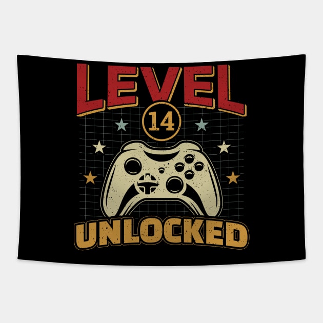 14th Birthday Level 14 Unlocked Video Gamer Game Tapestry by aneisha