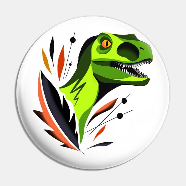 Colorblock velociraptor Pin by Jurassic Ink