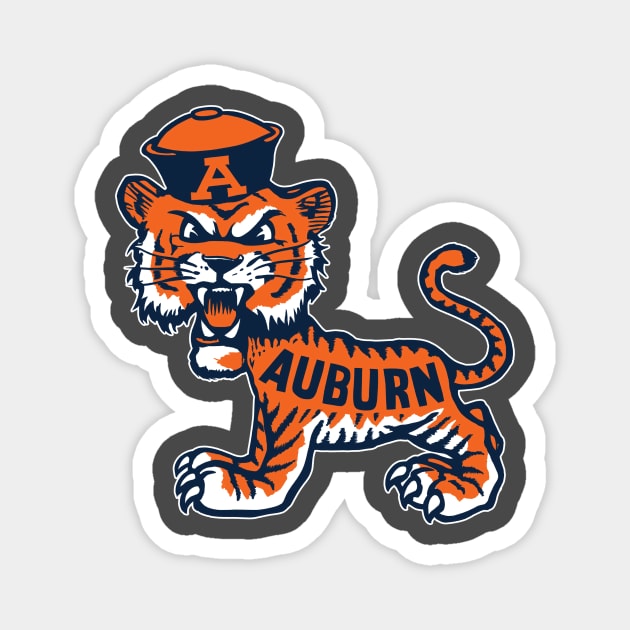 Vintage Auburn mascot with Cap retro yellow Magnet