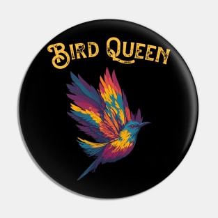 I like Pink Birds Queen Funny vintage Bird theme Lover Crown Pin