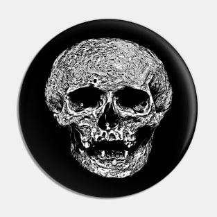 Vile Grungy Skull Art Illustration In Black and White Pin