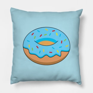 Blue Frosted Donut with Sprinkles Cartoon Pillow