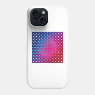 Abstract futuristic circles with white dots inside in blue, pink and red palette Phone Case