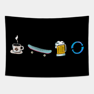 Coffee Skate Beer Repeat Tapestry