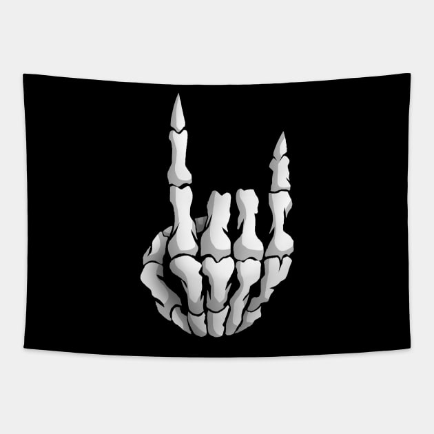 Heavy Metal, Horns Up Tapestry by wildsidecomix