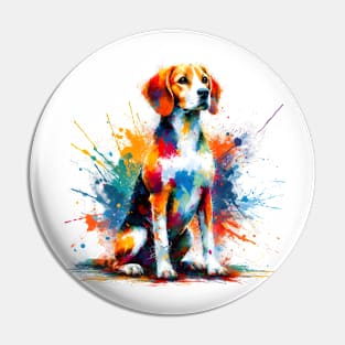 Vibrant Hanoverian Scenthound in Abstract Splash Art Pin