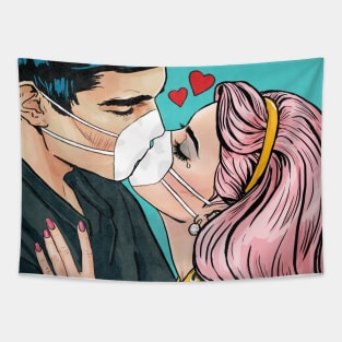 Social Distancing Kiss Tapestry