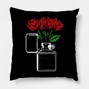 red rose lighter Pillow