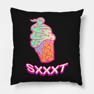 Ice cream cone black backdrop Pillow