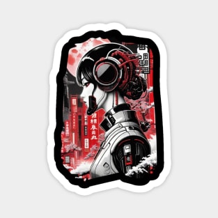 Futuristic Japanese Style Girl - Cyberpunk Magnet