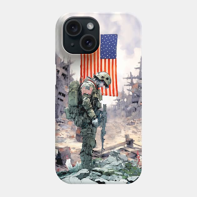 Memorial Day: Remembering Sacrifices, A Call for Unity and Service on a Dark Background Phone Case by Puff Sumo