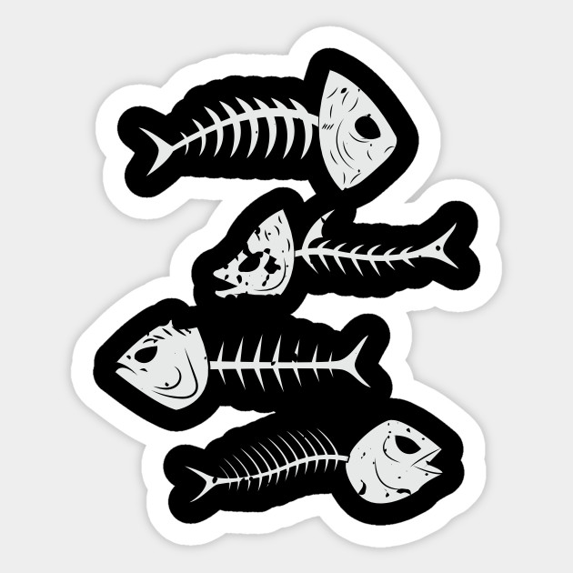 Fish Skeleton Fishing Bones Halloween Fish Skeleton Sticker Teepublic