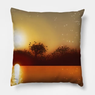 Moon Golden Sunset Water Pillow