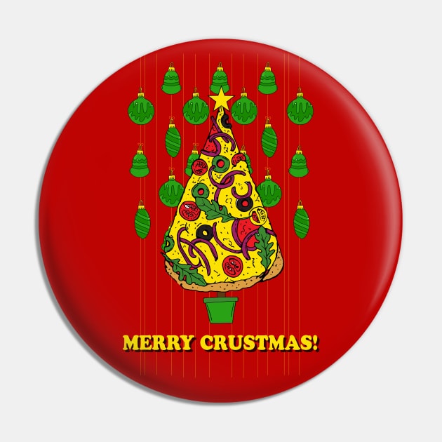 Merry Crustmas Pizza Christmas Tree Pin by HotHibiscus