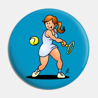 Tennis girl hitting a backhand Pin