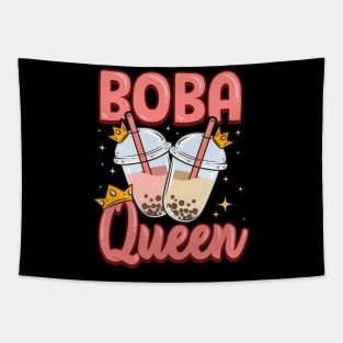 Funny Boba Queen Kawaii Bubble Tea Boba Anime Tapestry
