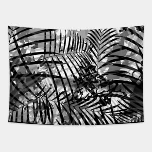 Seamless Black And White Palm Leaves Fashion Vector Ornate Fabric Tapestry