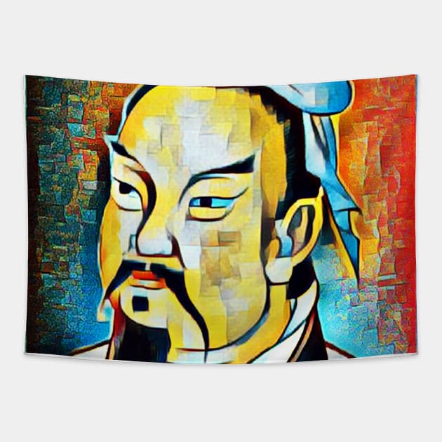 Sun Tzu Abstract Portrait | Sun Tzu Artwork 4 Tapestry by JustLit