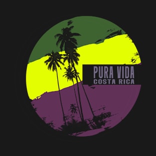 Costa Rica Pura Vida Vintage Circle with Palm Trees T-Shirt