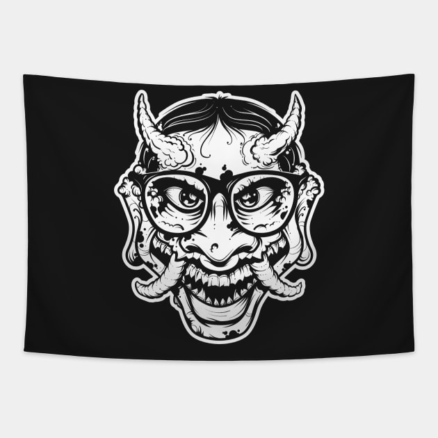 Happy Hipster Hannya Tapestry by AlchemyStudio