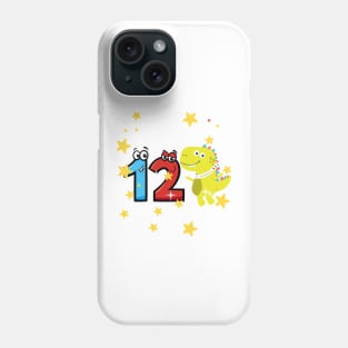 Kids 12th Birthday 12 Year Old Birthday Boy T Rex Dinosaur Space Phone Case