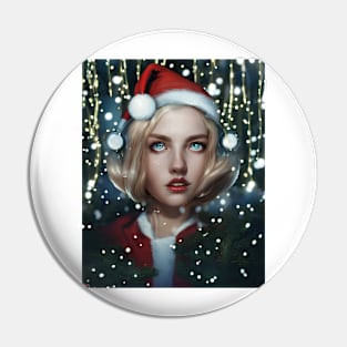 Portrait Of Female Santa 2 Pin