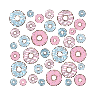 Pattern Of Donuts, Pink Donuts, Blue Donuts T-Shirt