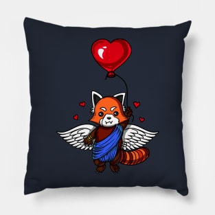 Red Panda Bear Love Heart Balloon Valentines Day Pillow