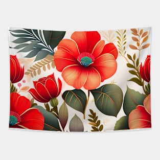 Seamless flower and leaf pattern,  red poppies Tapestry