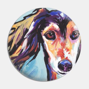 Saluki Hound Bright colorful pop dog art Pin