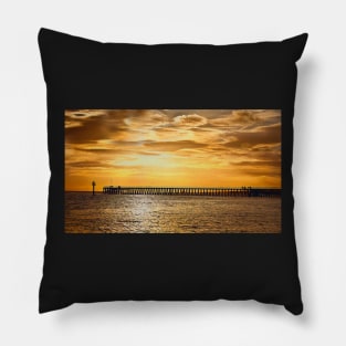 Sunrise over the Wooden Pier Pillow