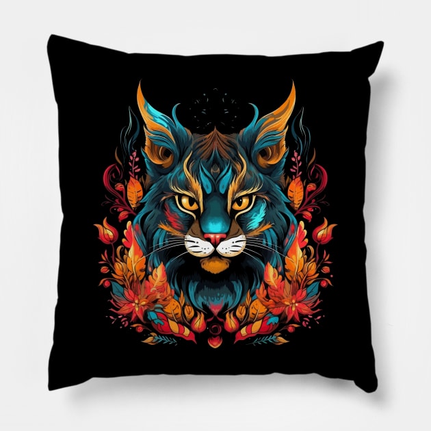 Bobcat Halloween Pillow by JH Mart