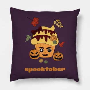 Cute and creepy Halloween pumpkin cup cake - spooktober Pillow