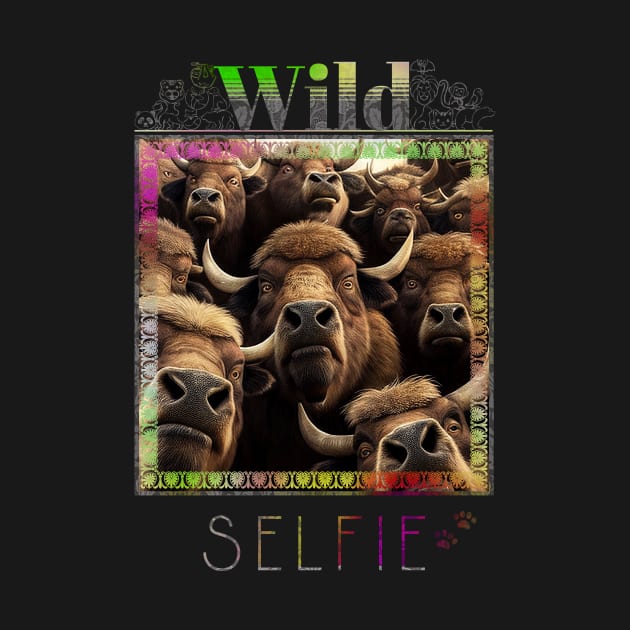 Bison Buffalo Wild Nature Funny Happy Humor Photo Selfie by Cubebox