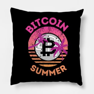 Bitcoin Summer Retro Sunset Pillow