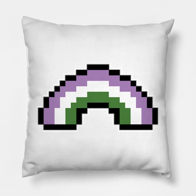 Pixel Rainbow Design in Genderqueer Pride Flag Colors Pillow by LiveLoudGraphics