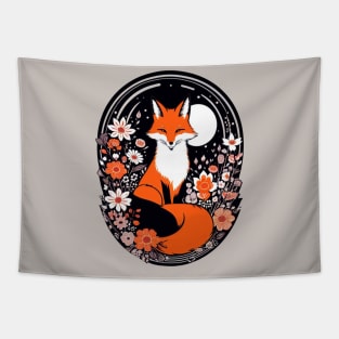 Japanese Fox and Flowers Tapestry