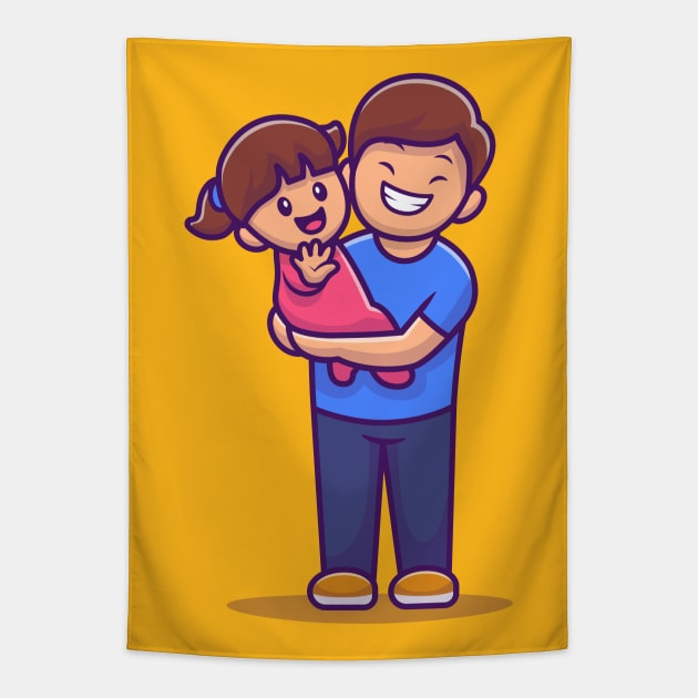 Cute Father And Daughter Tapestry by Catalyst Labs