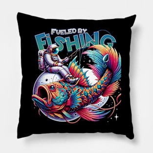 Astronaut Fishing in Space - Colorful Cosmic Father's Day Gift Pillow